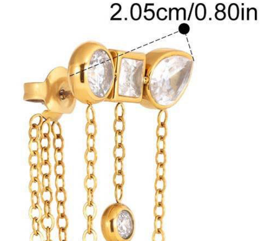 Unchained Stud Earrings | Triple CZ Chain