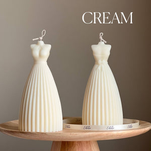 Wedding Dress Candle: Handmade Soy Wax Bridal Decor: Cream / Vanilla&Cashmere