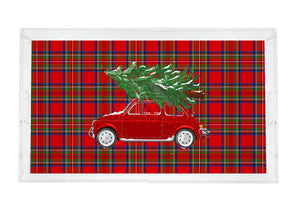 Xmas Tree Plaid Vanity Tray: Small: 12.5"W x 7.75"D