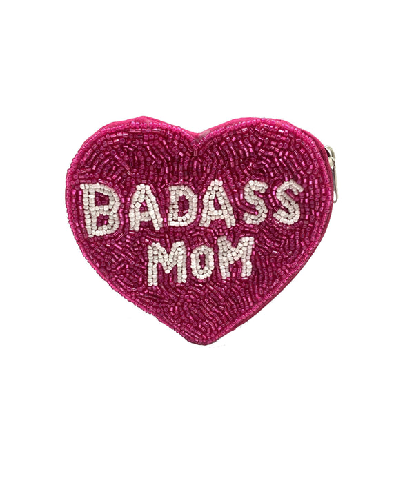 MOM Heart Beaded Coin Purse