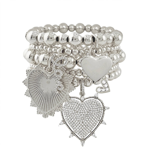 Serephena Love Stack of Beaded Bracelets: Yellow Gold and Silver