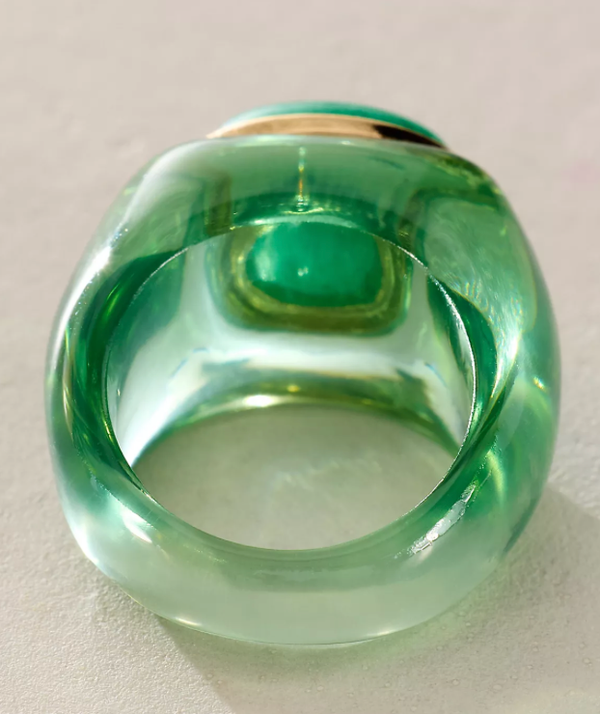 Gummy Resin Signet Ring | Autumn, Cognac, Jade & Blue