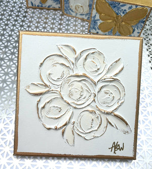 Textured bouquet on canvas  | rose bridal wedding botanical