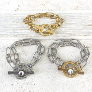 Chunky paperclip bracelet mixed metal non tarnishing jewelry: Mixed metal, Gold & Silver
