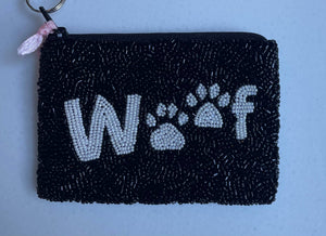 WOOF Beaded Coin Purse