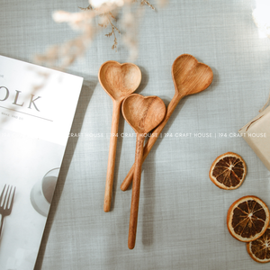 Hand Carved Wood Heart Spoon sets - Made with plus 2 plain - 3 total