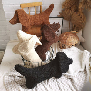 Dachshund Dog Cushion- Dog Plush Throw Pillow: Brown