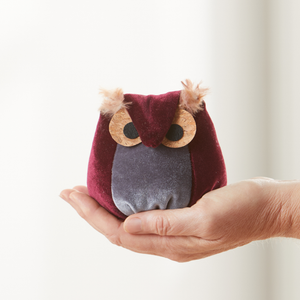 Velvet Owl Shelf Sitter - Bronze, Teal & Taupe