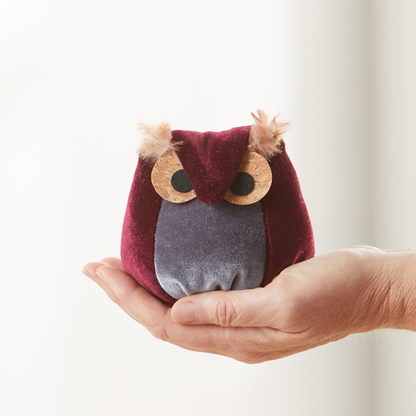 Velvet Owl Shelf Sitter - Bronze, Teal & Taupe