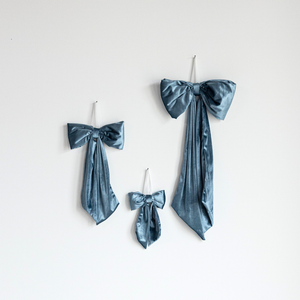 Dusty Blue Velvet Holiday Bows: Small