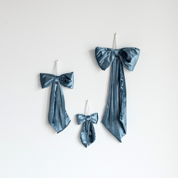 Dusty Blue Velvet Holiday Bows: Small