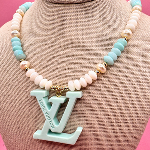 Upcycled Louis Vuitton Blue Sugar Necklace