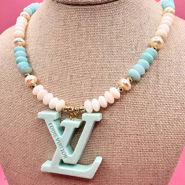 Upcycled Louis Vuitton Blue Sugar Necklace