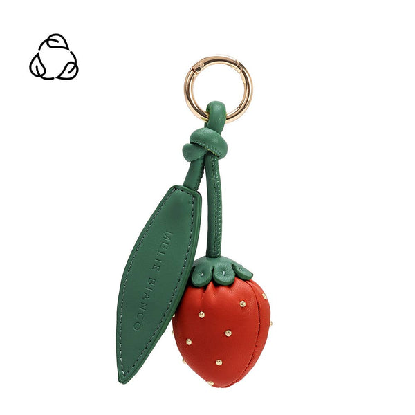 Strawberry Red Recycled Vegan Leather Bag Charm