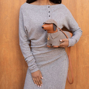 Haute Dog Houndstooth Crossbody Bag