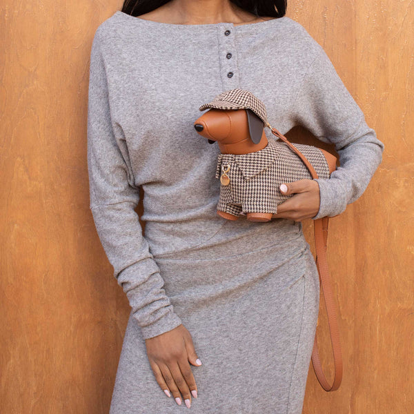 Haute Dog Houndstooth Crossbody Bag