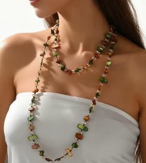 Long Ariel- Necklace-Natural Bead Long Necklace