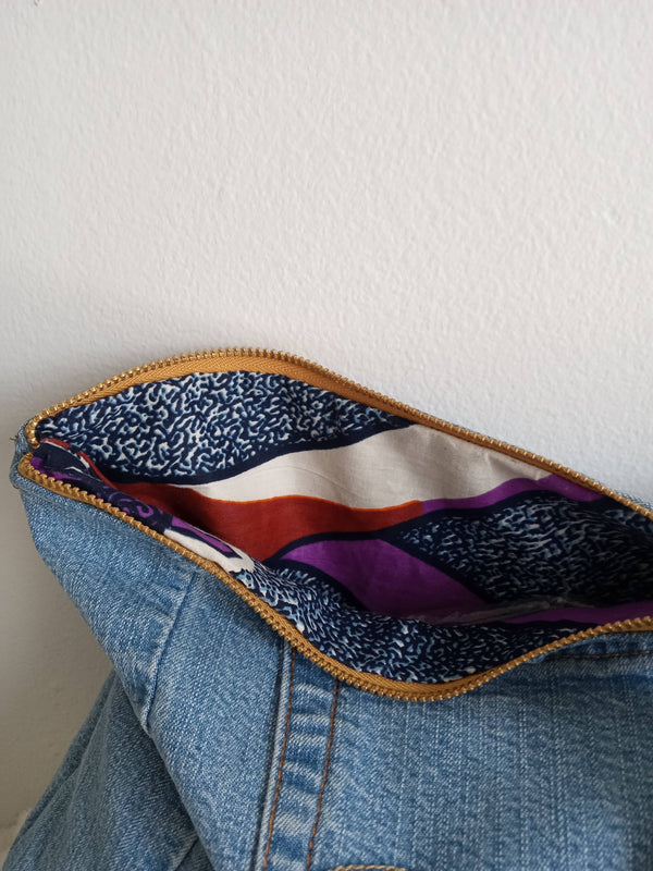 Upcycled Levi Denim Clutch with Tassel