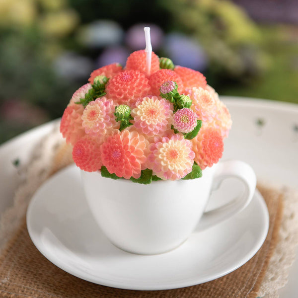 Dahlia Candle Bouquet - Orange