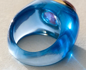 Gummy Resin Signet Ring | Autumn, Cognac, Jade & Blue
