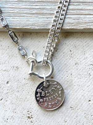 Edgy glam French champagne coin shackle necklace : Matte black