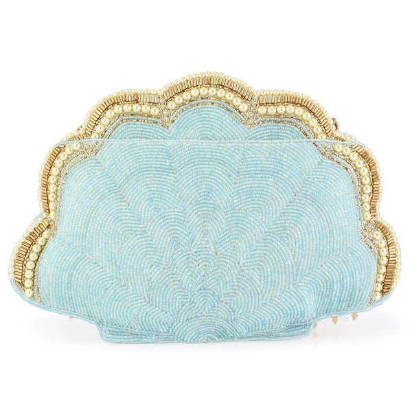 Seaside Luxury Pearl and Beaded Shell Crossbody Handbag