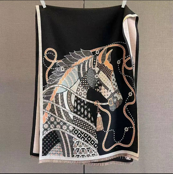 The Equestrian Horse Shawl | Black