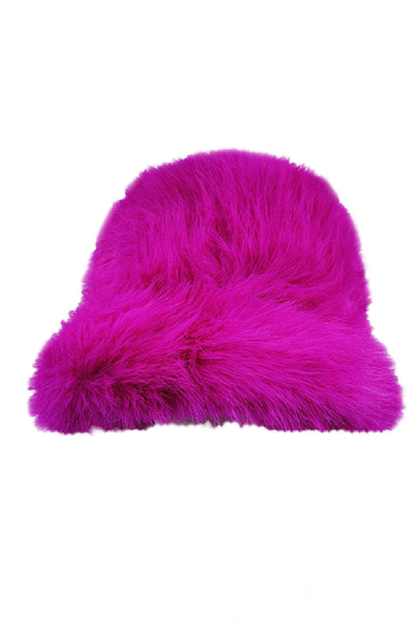 Fuzzy Faux Fur Bucket Hat: Black or Tan