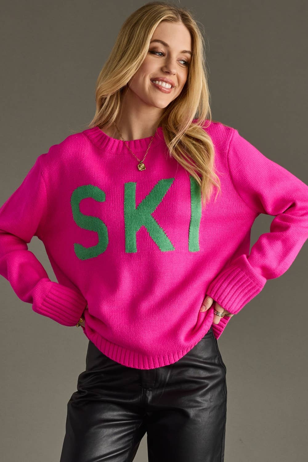 Bright Pink Ski Sweater