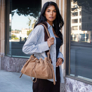 Rhuby Olive Recycled Vegan Suede Shoulder Bag