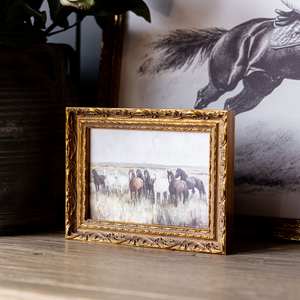 Antique Beach Walk | French Brass Inspired Gold Mould Framed Art: 8 x 10