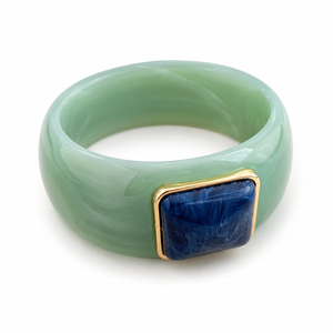 Vintage Acrylic Square Ombré Bangle | Light Green Navy