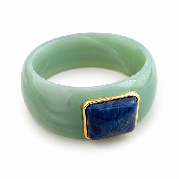 Vintage Acrylic Square Ombré Bangle | Light Green Navy