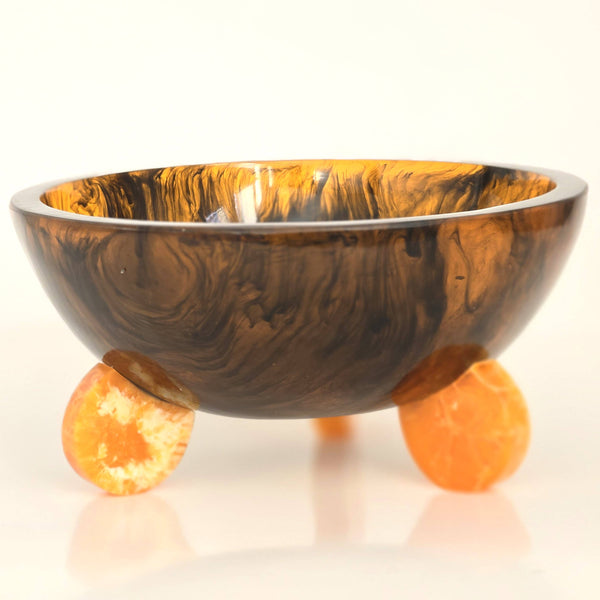 Hand Poured Resin Salad Serving Bowl - Gorgeous Orange Legs