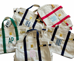 Canvas Boatkin Tote Bag - Navy Trim  