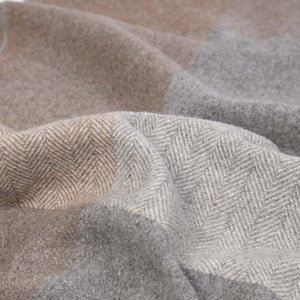 Wool Herringbone Blanket- Natural Block Check