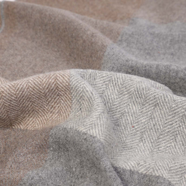 Wool Herringbone Blanket- Natural Block Check