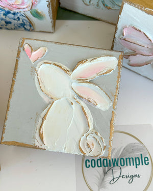 Bunny heart mini block  |  floral Easter Spring baby nursery