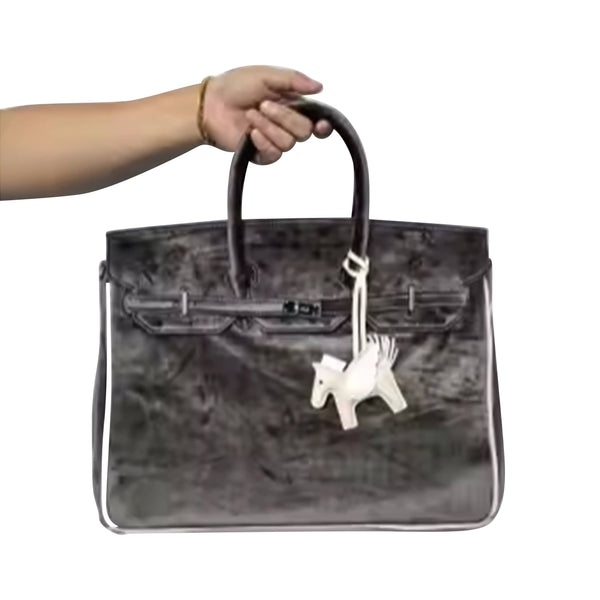 "The London" Velvet Tote Bag: Dark Olive/Fuchsia