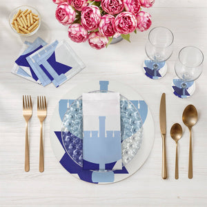Hanukkah Menorah Vegan Leather Round Pebble Placemat: Set of 4