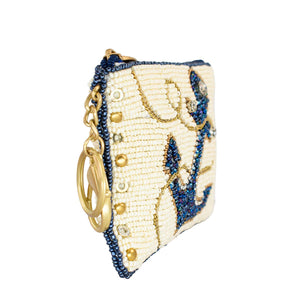 Hooked Up Beaded Blue Anchor Sailor's Coin Purse