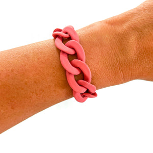 All Chunky Acrylic Chain Link Bracelet: Gold Burnt Peach