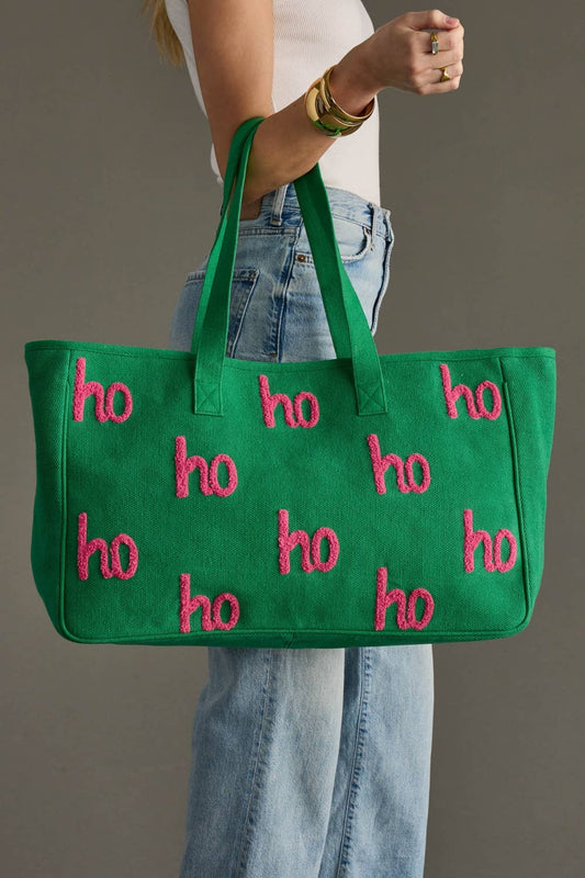 Green & Pink Ho Ho Ho Tote