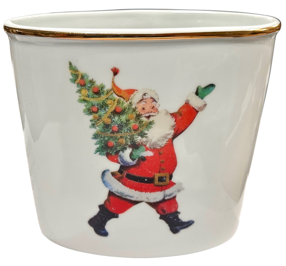 Christmas Holiday Santa, Running w/ Tree, Mail Holder