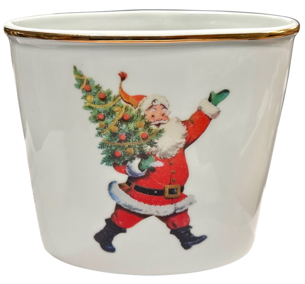 Christmas Holiday Santa, Running w/ Tree, Mail Holder