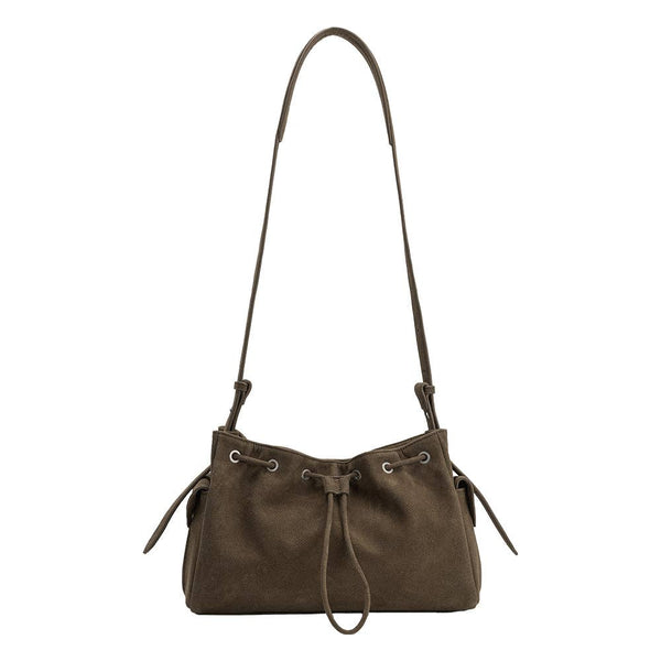 Rhuby Olive Recycled Vegan Suede Shoulder Bag