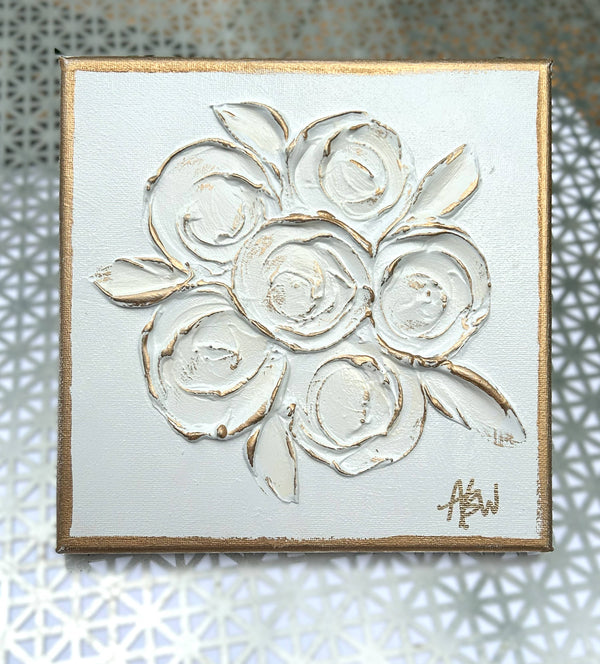 Textured bouquet on canvas  | rose bridal wedding botanical