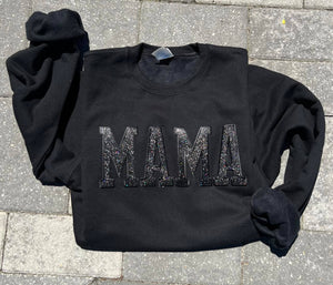 MAMA GLITTER EMBROIDERED PATCHES SWEATSHIRT: S.M.L.