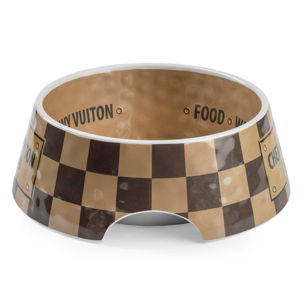 Checker Chewy Vuiton Bowl - Dog Bowls: Medium