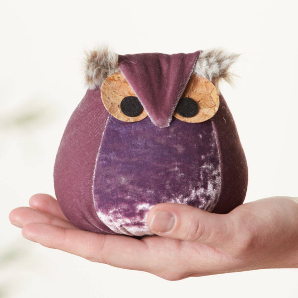 Velvet Owl Shelf Sitter - Bronze, Teal & Taupe